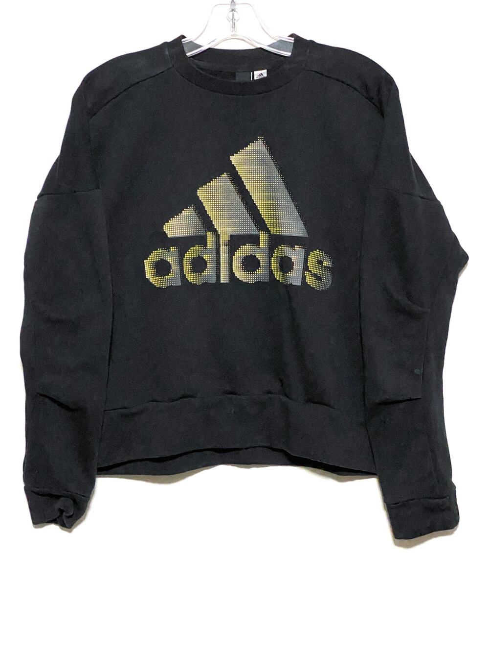 Adidas ID Glam Sweatshirt Womens S Black Gold Side Snaps Sporty Bling Athleisure